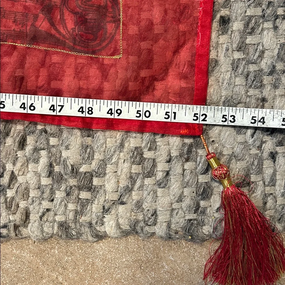 Unique Red Musical Square Scarf - Picture 3 of 7